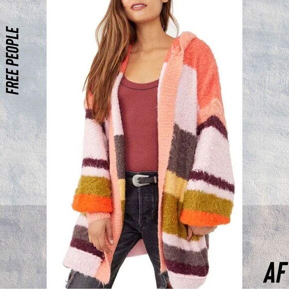 FREE PEOPLE DREAM TEAM CARDI IN DESERT CORAL NWT LARGE SUPER SOFT - Picture 6 of 14